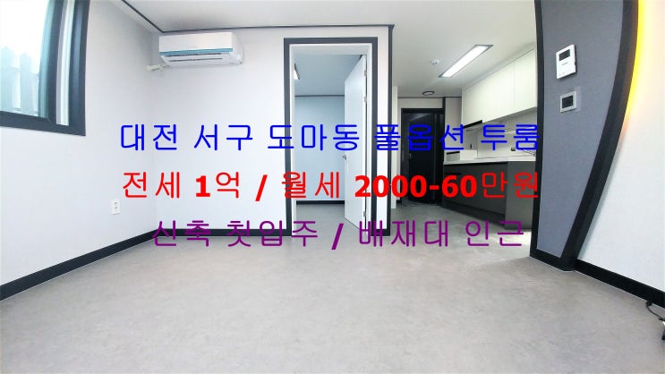  대전 서구 도마동 배재대 인근에 있는 신축 첫입주 풀옵션 투룸 !! 전세 월세 모두 가능한 매물입니다 ^^