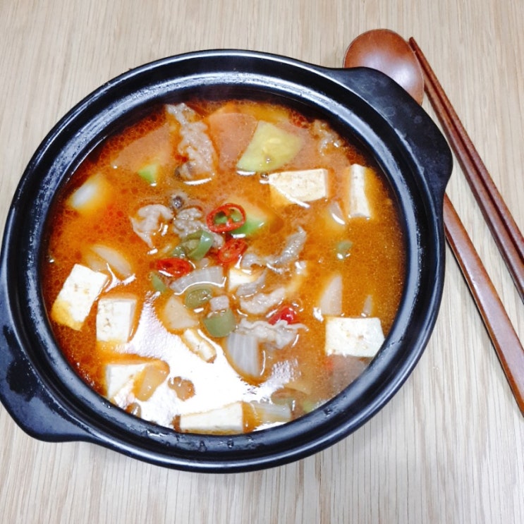  한우차돌된장찌개 끓이기