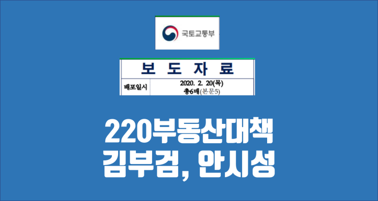  220부동산대책 / 부동산 신조어 탄생 / 김부검이냐 안시성이냐?