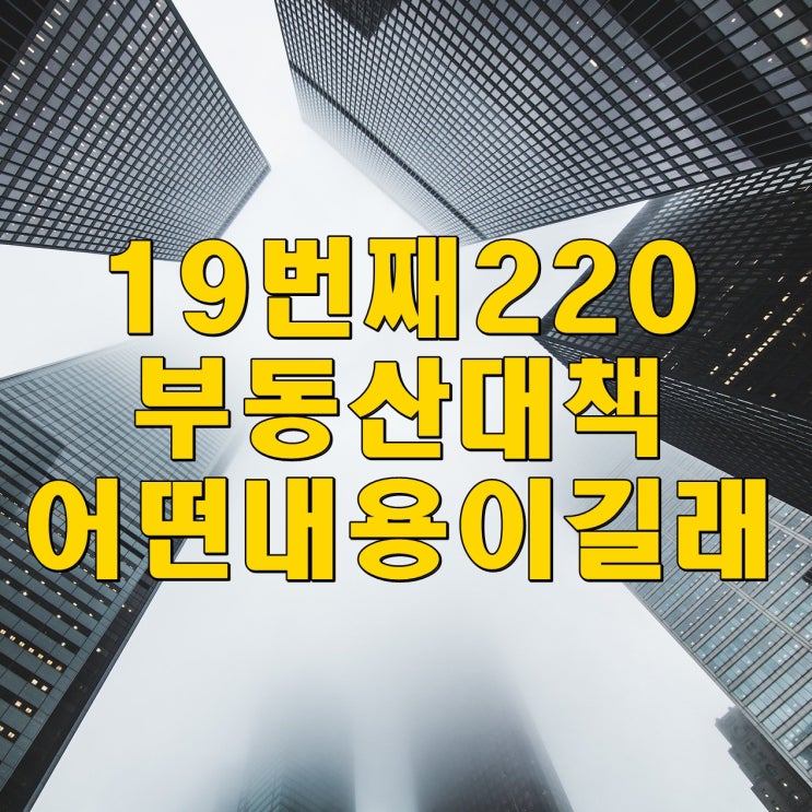 19번째 부동산 대책 220 발표 어떤 내용이길래 ...