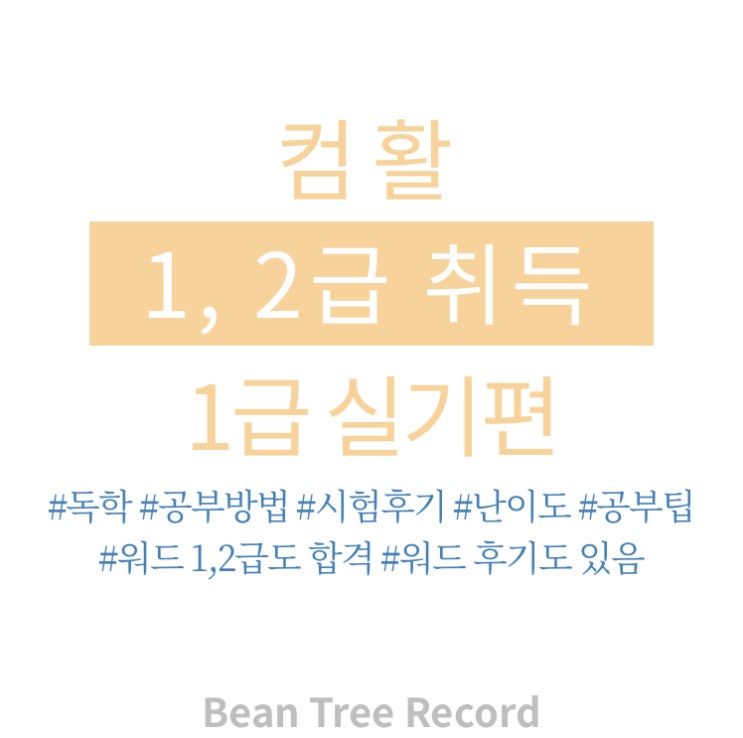  대한상공회의소 컴활 컴퓨터활용능력 1급 실기 독학 합격 후기