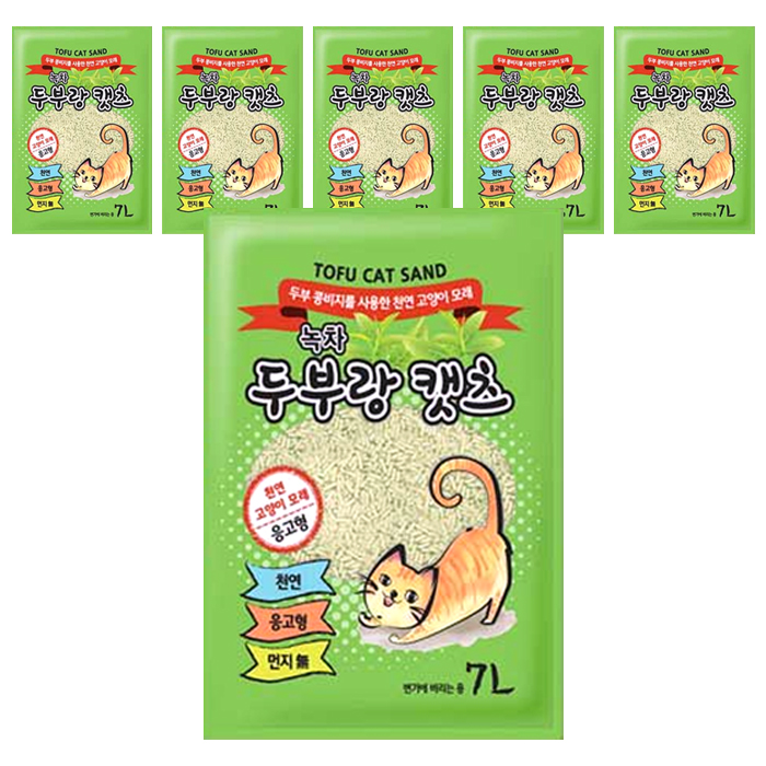 [쿠팡 봄철맞이특가] 두부랑캣츠 응고형 고양이 모래 녹차향 7L 6개
