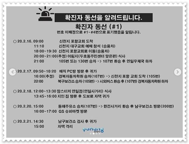 포항 코로나 추가 확진자 이동 동선