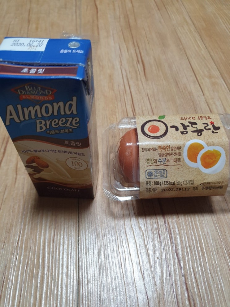 과자 입맛 끊기-아몬드 브리즈 우유 (초코)와 감동란