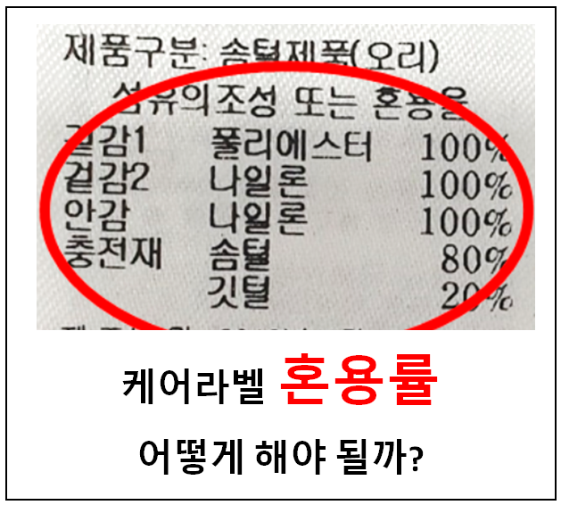  의류 혼용률 기입 방법 (케어라벨)