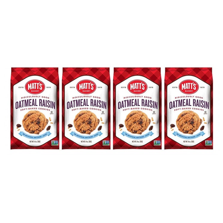  할인 꿀템 Matts Cookies Oatmeal Raisin Cookies 매트 오트밀 레이즌 쿠키 14oz 4팩 1개