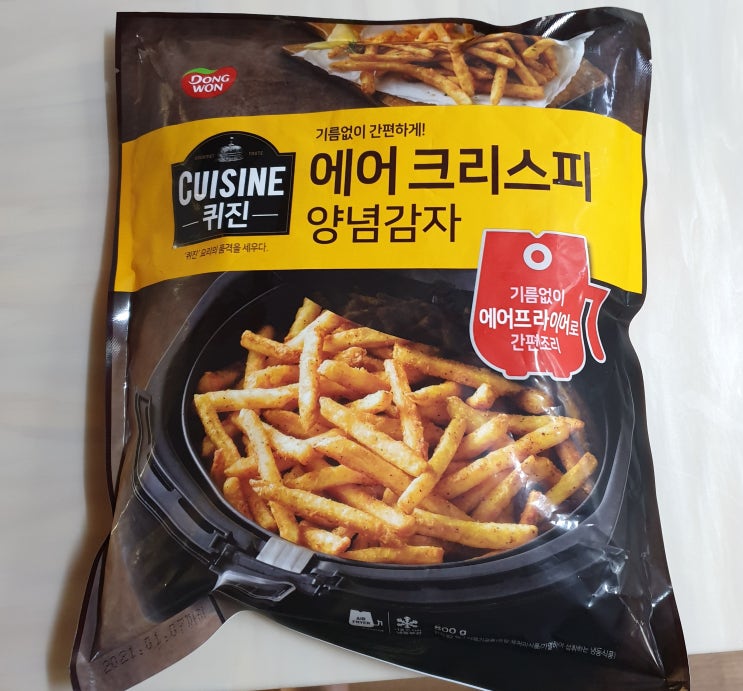  동원 퀴진 에어 크리스피 양념감자 800g 후라이팬에 조리해서 맛 본 후기 (기름없이 에어프라이어로 간편조리)