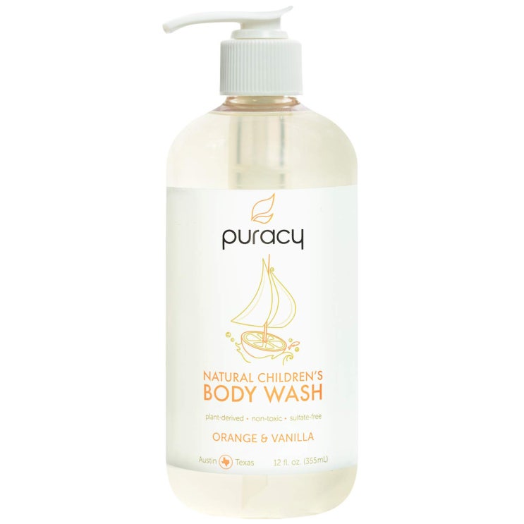  WHAT BOX Puracy Natural 어린이 바디워시 황산염 없음 오렌지  바닐라 12온스 Childrens Body Wash Te