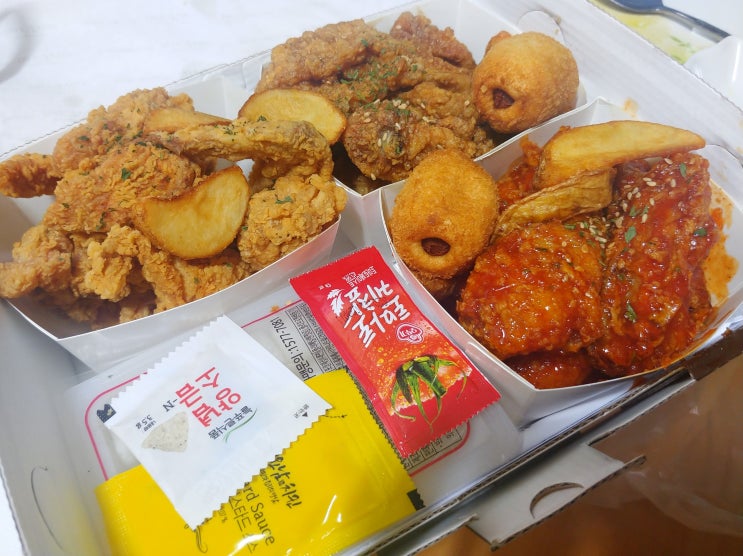  치요남 치킨 메뉴 반반반 찰도그 (배달의 민족 할인)