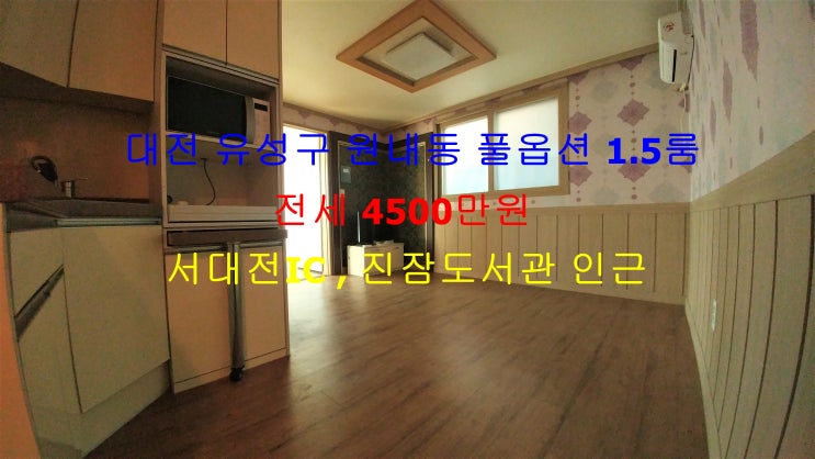  대전 유성구 원내동 서대전IC , 진잠도서관 인근에 있는 신축 풀옵션 1.5룸 (투룸식 원룸) 아주 저렴한 전세 매물입니다 ^^