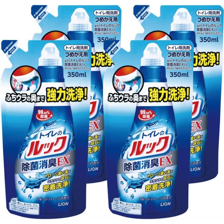   【Amazon.co.jp 한정】 【사기】 화장실 룩 살균 탈취제 EX 화장실 용 세제 리필 350ml × 4 개 세트, 1_76 