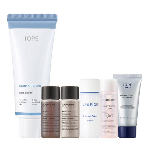  아이오페 더마 리페어 시카크림 100ml + 아모레퍼시픽 기초케어 5종, 1세트 구매정보