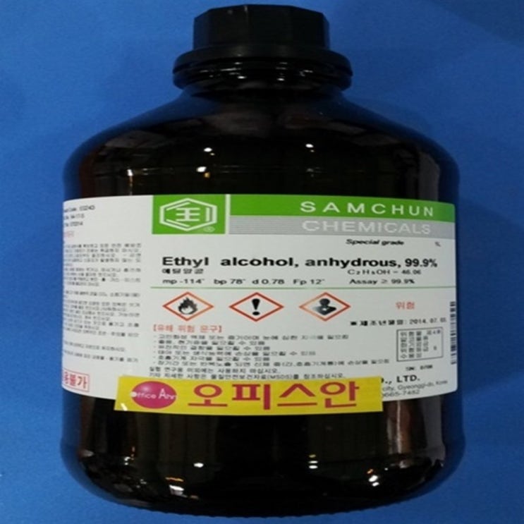 [특가 제품] 오피스안 무수에탄올 에틸알콜(무수) 99.9% (GR) 500ML 1L 시약 - 17,500 원  