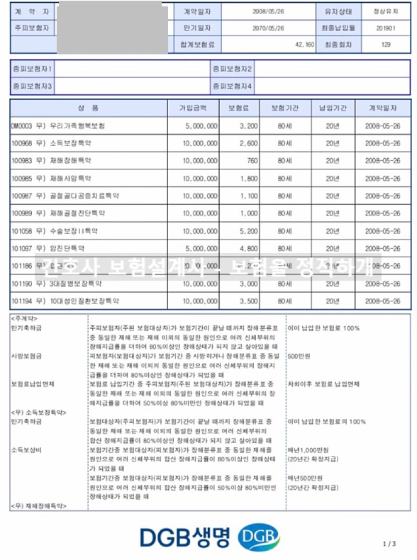  DGB생명 우리가족 행복보험 괜찮은가요
