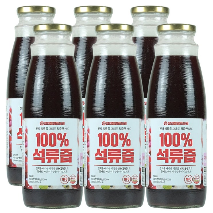  100%석류즙 관련 -푸르담 깔끔한 NFC 석류즙 100%, 6병, 1000ml