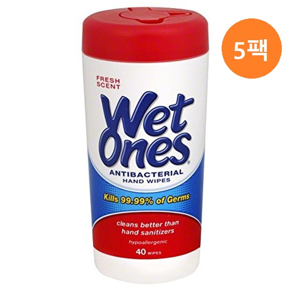 【품절임박】웻원스 Wet Ones 항균 핸드 와이프(티슈) 프레쉬향 40장 5팩미리 준비하세요. 코로나19 / 대구 
