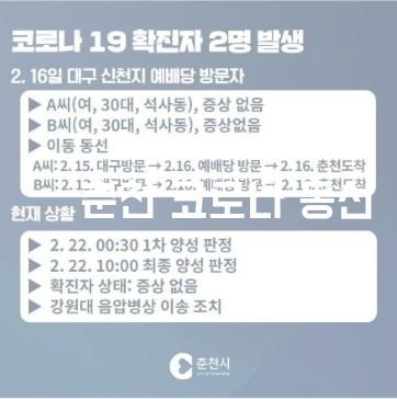 춘천 코로나 동선 공식발표~ 부평, 창원 코로나 확진자들과 함께 신천지 예배~