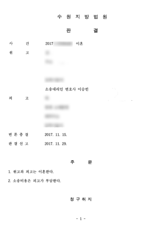  가출이혼 청구 성공사례