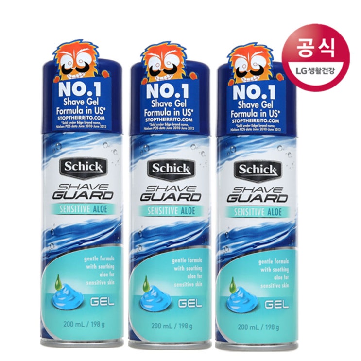  [SALE] 쉬크 쉐이브가드 센서티브 알로에젤 198g X 3개 쉐이빙 젤 