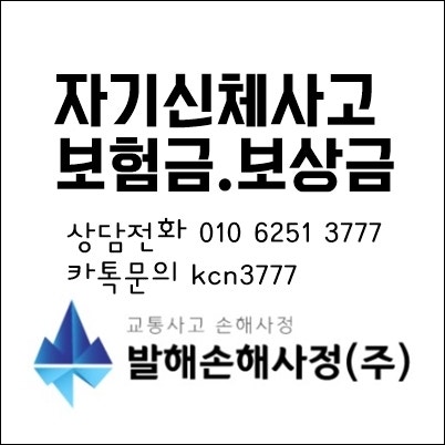 교통사고 자기신체사고보험금, 보험가입금액표(약관지급기준) 손해사정인