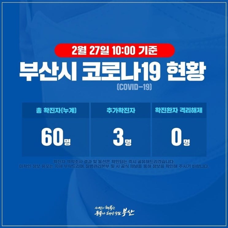  2.27 10시기준 부산 코로나 현황 공유 - 출처 부산시공식인스타