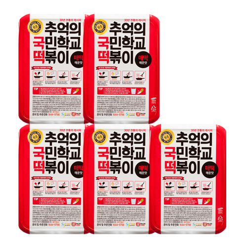  할인  떡볶이관련 -추억의 국민학교 떡볶이 국떡 5팩(매운맛5)+사은품, 5팩, 600g