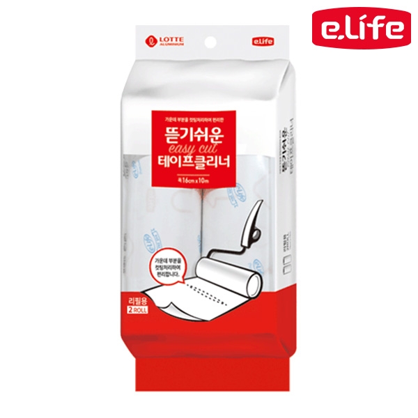  [탑4]롯데이라이프 청소기관련 -롯데이라이프 뜯기쉬운 테이프클리너(리필)2P_16cmx10m 찍찍이 테이프청소기 먼지테이프 애완청소용품 청소용테이프, 단일 수량