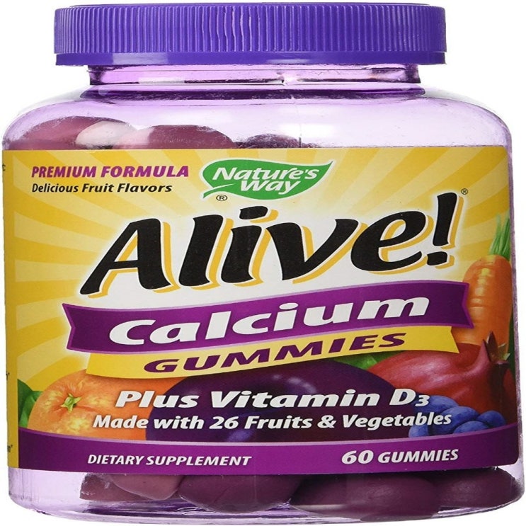  [뜨는상품]Nature's Way Alive Calcium 60 Gummies 3 Pack 임산부엘레비트 얼라이브원스데일리포맨 닥터베스트멀티비타민 솔가프리네이탈 30대남자영양제, 1개, 1미리 챙겨 두세요
