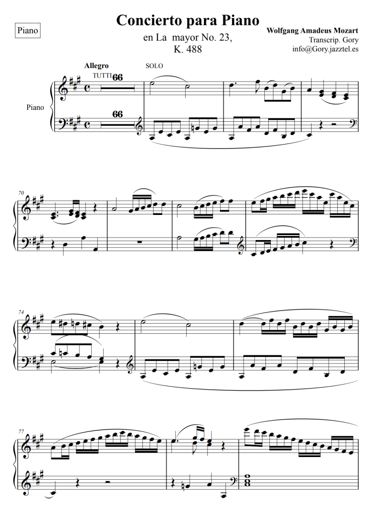 모차르트 피아노협주곡 23번 악보