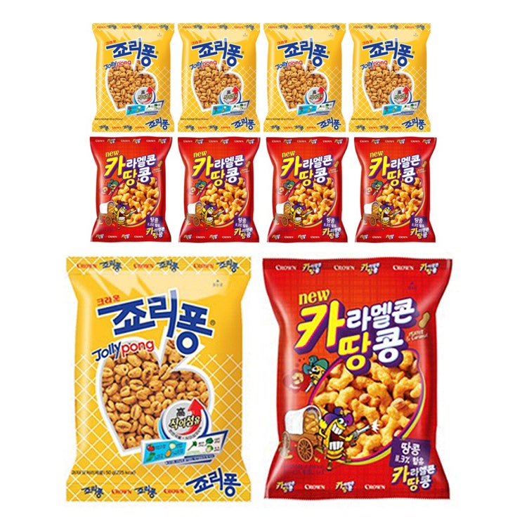  크라운 죠리퐁 과자 50g x 5p  카라멜콘땅콩 46g x 5p 1세트