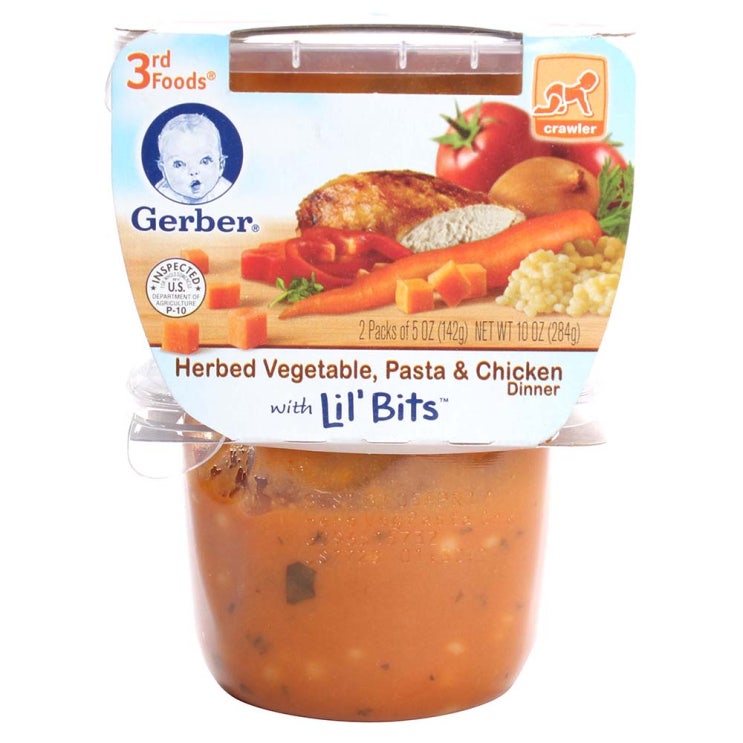  [국내 최저가]Gerber 3단계 142g 2개입, 허브드 베지터블, 파스타 & 치킨(Herbed Vegetable, Pasta & Chicken), 1개