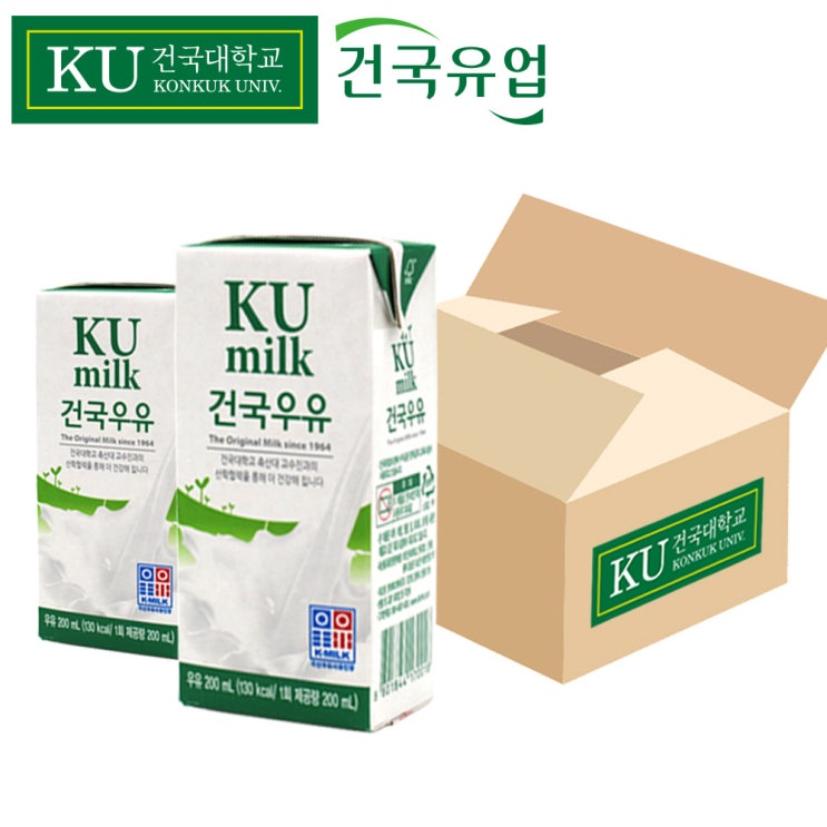  건국유업 건국멸균우유 200ml 오리지널 멸균흰우유 72팩