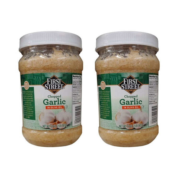  로켓프레시 특가할인 : First Street 퍼스트 스트리트 올리브 오일에 절인 다진 마늘 병조림 Chopped Garlic in Olive Oil 907g 2팩 : 식품