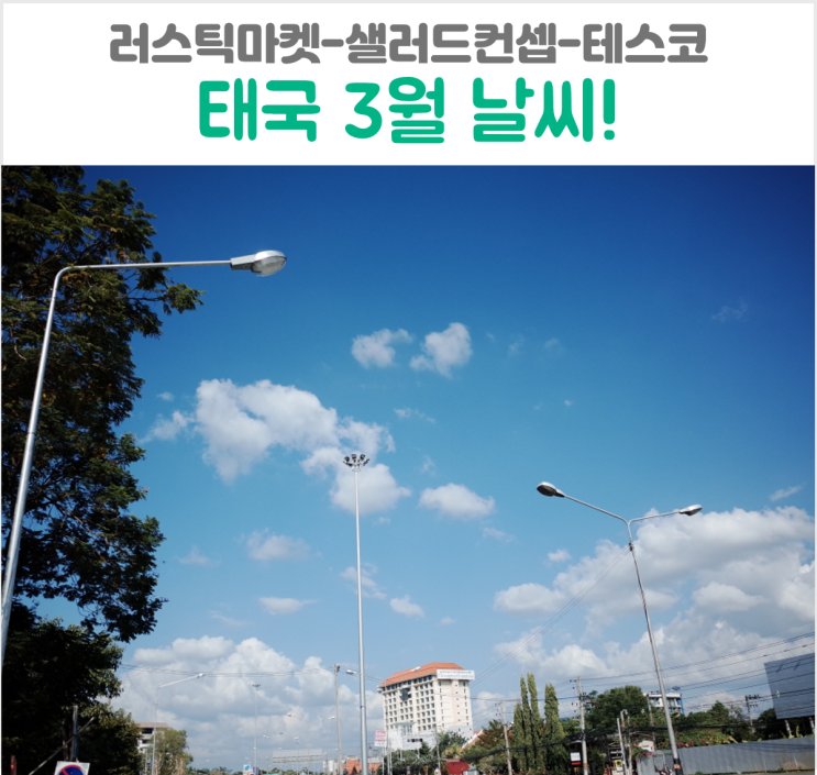  3월 태국 날씨 러스틱마켓 아디락피자 샐러드컨셉 테스코마트 푸드코트