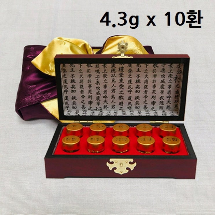  천수선물 진상침향선진단 침향단 베트남 침향 환 고함량 녹용 마카 홍삼 분말 가루 부모님 수험생 피로회복 선물세트 10개입 43g