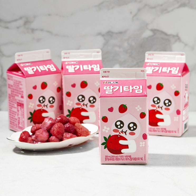  빙그레 딸기타임 우유 500ml 4개