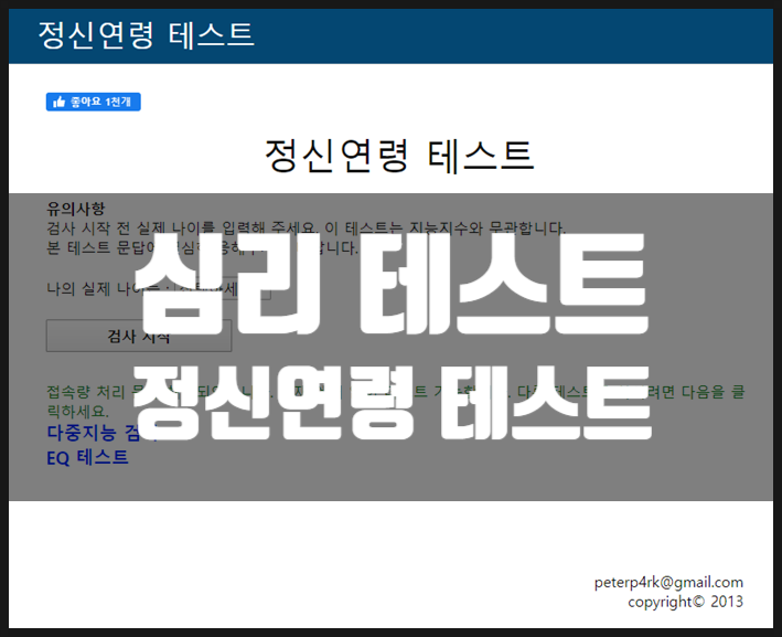  정신 연령 테스트 (접속사이트, 내용, 심리테스트 후기)