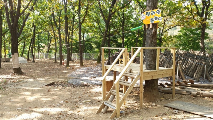  지난 여름 짚라인 설치와 생존로프 체험장 만들기