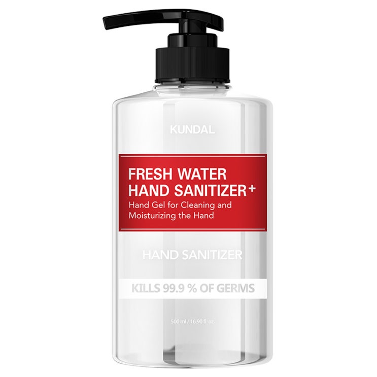   코로나바이러스 대비 손세정제 쿤달 손소독제 프레시 워터 핸드 세니타이저, 500ml, 1개_91 손세정제 추천 제품입니다.