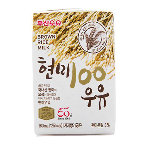  부산우유 멸균현미우유 180ml 24팩