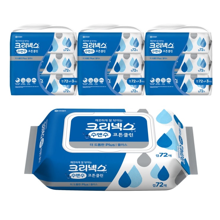  크리넥스안심물티슈 추천 크리넥스 수앤수 코튼클린 물티슈 플러스 캡형 72매 3입 3팩 (9팩)_6 크리넥스안심물티슈 추천 제품입니다.