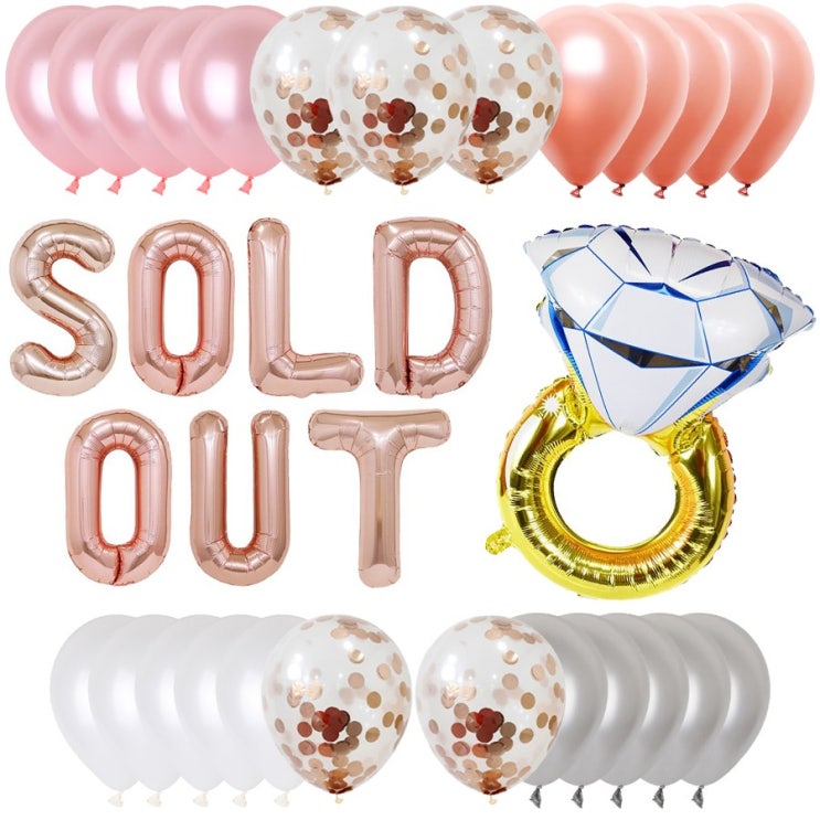  고백하는날 브라이덜샤워 SOLD OUT 컨페티풍선 세트, 1set, 로즈골드SOLDOUT은박+반지+풍선 추천해요