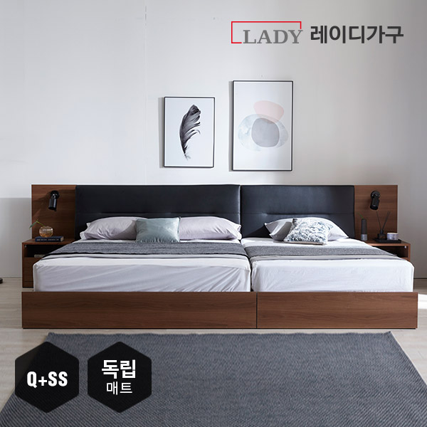  레이디가구 이디가구 라곰 패밀리침대 Q+SS 수납형_독립매트리스포함, 네추럴화이트 추천해요