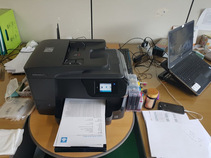  울산복합기임대 프린터임대 무한잉크프린트기 임대-울산 중구 다운동 사무실에 hp8710 임대합니다.