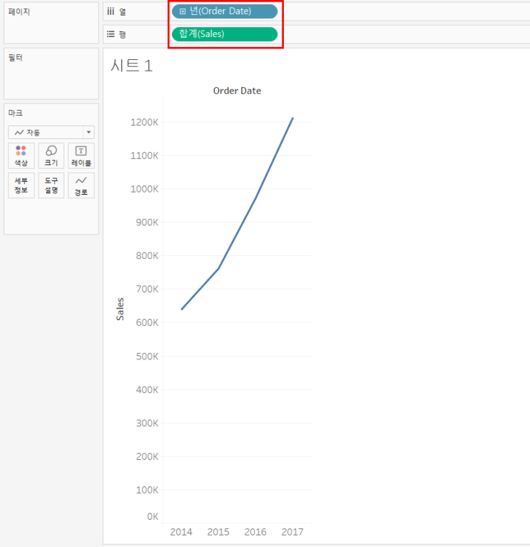  [Bronze Wing] 태블로(Tableau) 라인 차트 만들기