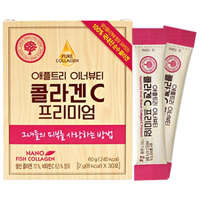 애플트리 이너뷰티콜라겐C 콜라겐비타민C 어린콜라겐 저분자콜라겐 분말 스틱, 2g, 30포 1박스 추천해요