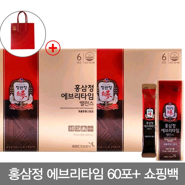 정관장 홍삼정 에브리타임 밸런스 30포 2박스(총60포), 60포, 10ml 추천해요