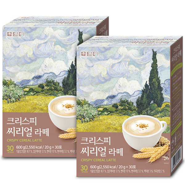  할인특가 로켓프레시 ; 담터 크리스피 시리얼 라떼 30TX2개 총60T 1세트 : 식품