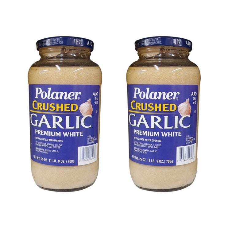  할인특가 로켓프레시 ; Polaner 폴라너 프리미엄 화이트 다진 마늘 병조림 Crushed Garlic Premium White 708g 2팩 : 식품