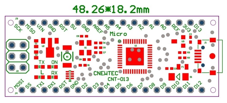 Micro ATmega32U4 (5V, 16MHz) Compatible with Arduino Micro and Leonardo Model: CNT-013 Micro ATmega32U4 (5V, 16MHz) Compatible with Arduino Micro and Leonardo Model: CNT-013